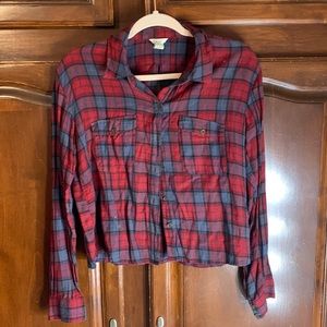Forever 21 Red Flannel crop top size S